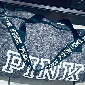 Victoria's Secret PINK Large Weekender Duffle Sport Gym Bag Gray